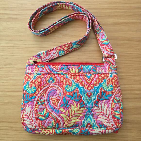 Vera Bradley Crossbody Paisley in Paradise Quilted Pink Bag Adjustable Purse - Picture 2 of 12
